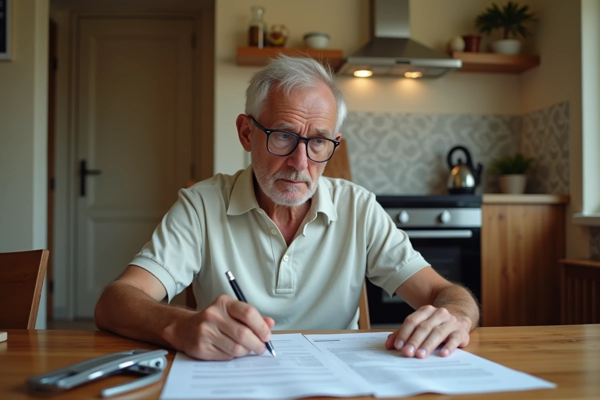 Propriétaire analysant un contrat de location et une facture de remplacement de four